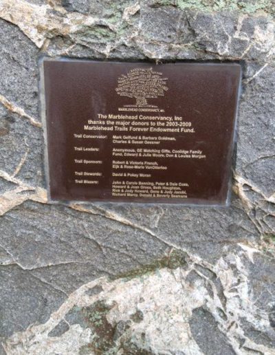 marblehead conservancy plaque in boulder