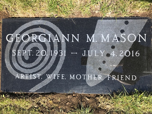 jet black laser etched flat marker custom art design waterside cemetery marblehead