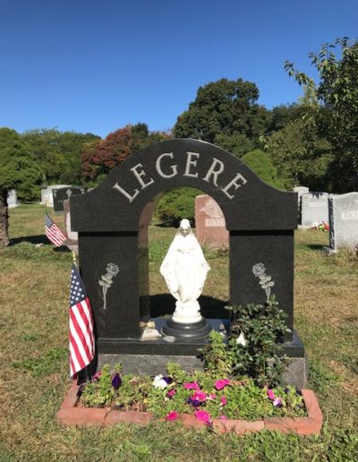 Impala Granite custom arched headstone rose carving swampscott cemetery