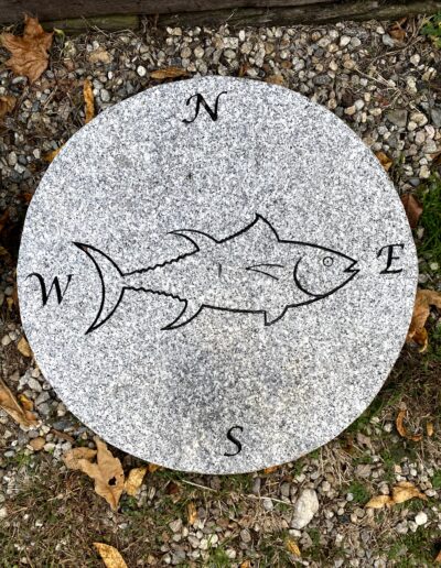 custom engraved tuna compass rose granite paver