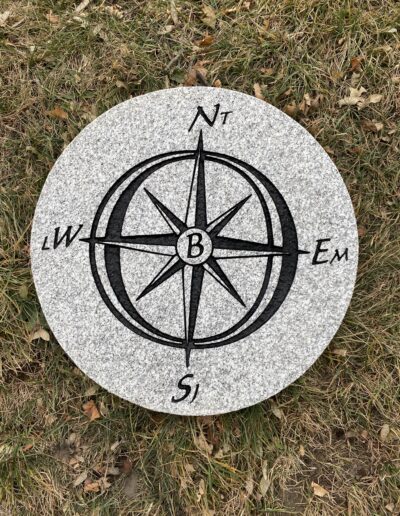 custom engraved compass rose granite paver